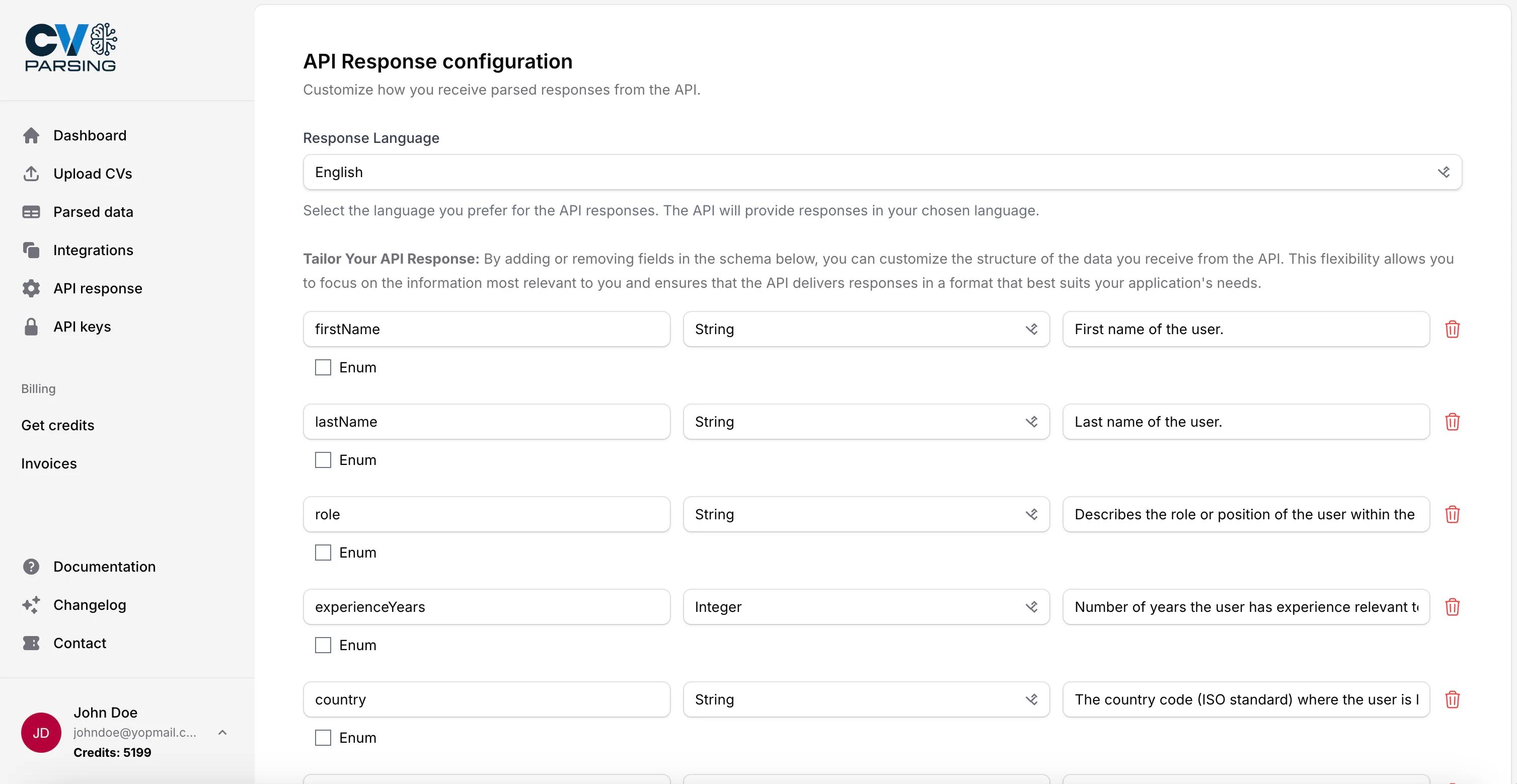 Customizable Candidate Data output